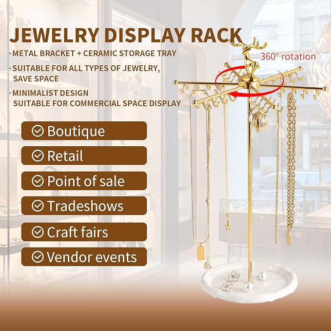 Necklace Holder Jewelry Stand, Rotating Necklace Holder Organizer - Image 4