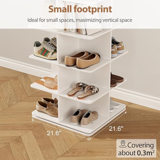 Rotating Shoe Rack Tower, PVC Material Structure, 6-Tier 360° Swivel - Image 5