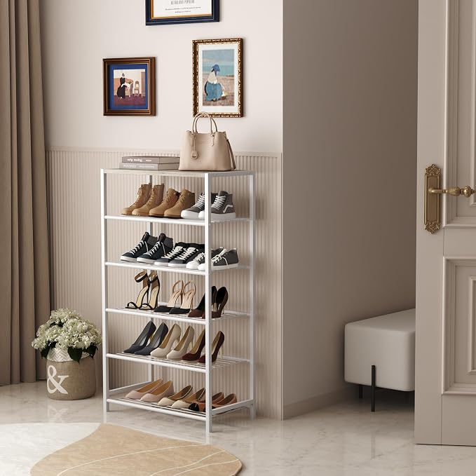 HOMEFORT Shoe Rack 6-Tier, Shoe Storage Shelf, Industrial Shoe Tower, Narrow - Image 2