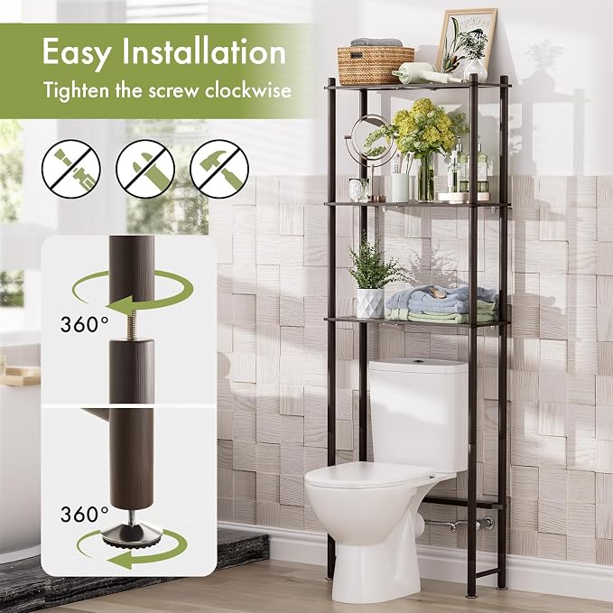 AmazerBath Bamboo Over The Toilet Storage Shelf, 3-Tier Over Toilet Bathroom - Image 6