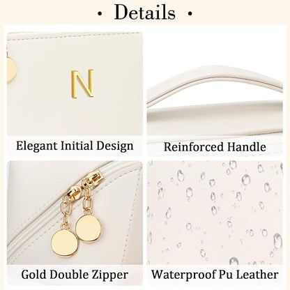 Birthday Gifts for Women Teen Girl, Personalized Initial Makeup Organizer Bag - Image 4