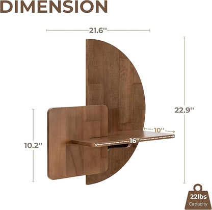 Behomes Soluna Solid Wood Floating Nightstand, Wall Mounted Nightstand - Image 2