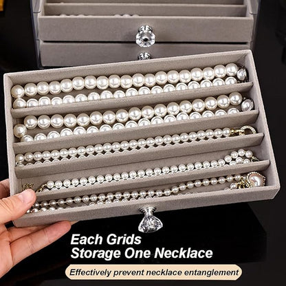 SPAKOWN Necklace Organizer Box, Velvet Necklace Box Holder Tray - Image 5