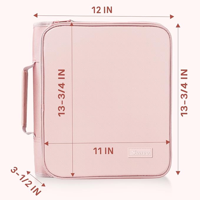 SUNEE Zippered Binder Bag with Handle, 2-Inch 3-Ring O-Ring, 500-Sheet Capacity - Image 6