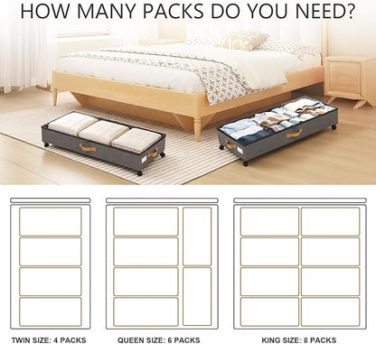 Under Bed Storage with Wheels 2-Pack, 75L XXL Under the Bed Storage Containers - Image 8