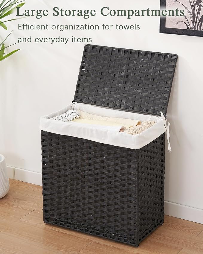 Laundry Hamper with Lid Wicker Laundry Basket 112 L Laundry Hampers Handwoven - Image 4
