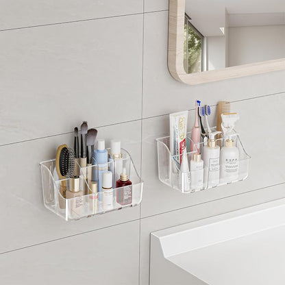 Clear Toothbrush Holders for Bathroom Organizers and Storage, Wall-Mounted - Image 4