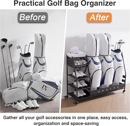 Lauren&Harold Golf Bag Organizer Garage Storage, Golf Storage Rack Stand Fits 2 - Image 7