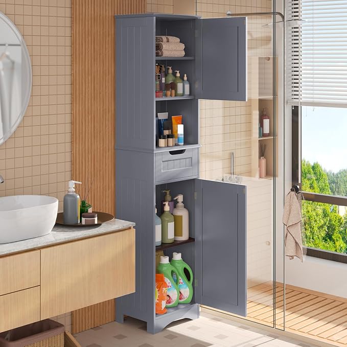 Gizoon 67” H Tall Bathroom Storage Cabinet, Narrow Storage Cabinet, Living Room - Image 2