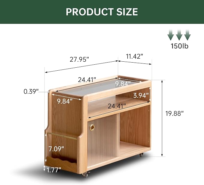 Solid Wood Side Table with Storage, Narrow End Table with Magazine Rack | Red - Image 2
