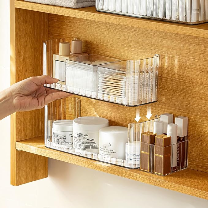 2-Tier Stackable Medicine Cabinet Organizer Shelves, Cotton Swab Holder - Image 4