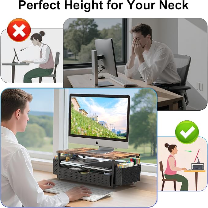 Spacrea Desk Organizer and Accessories, Computer Monitor Stand Riser - Image 3