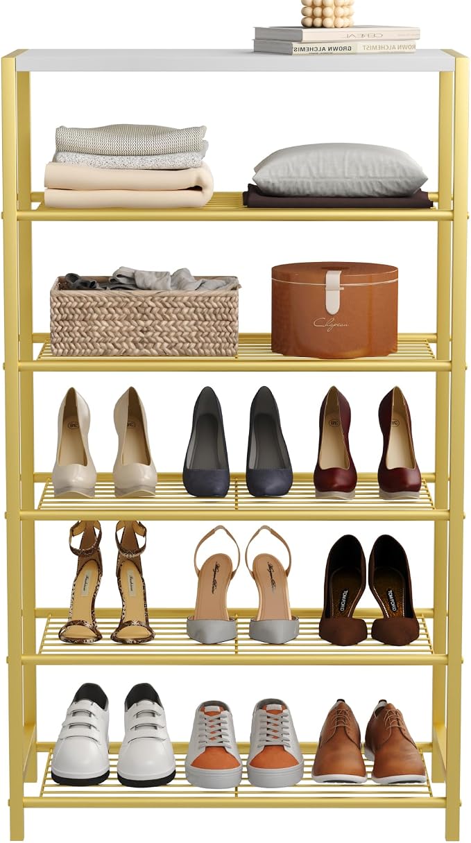HOMEFORT Shoe Rack 6-Tier, Shoe Storage Shelf, Industrial Shoe Tower, Narrow - Image 9