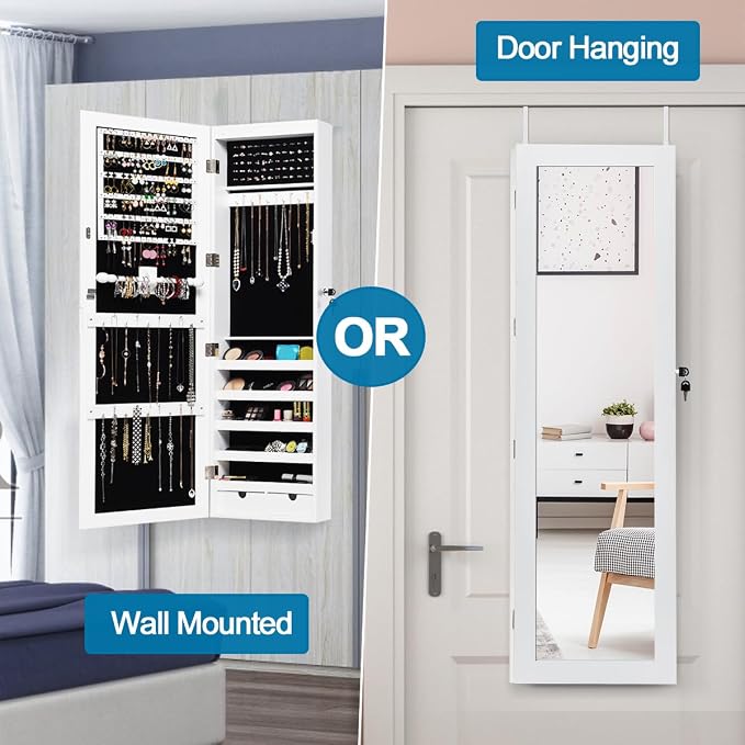 Giantex Jewelry Armoire Cabinet Wall Mounted Door Hanging, Lockable Jewelry - Image 2