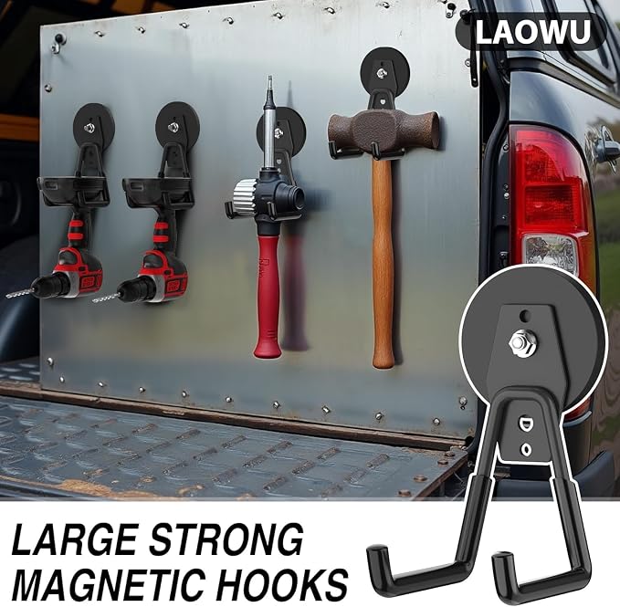 8 Pack Heavy Duty Storage Magnetic Utility Hooks Large Garage Strong Extra - Image 4