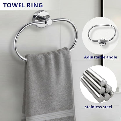 Bathroom Hardware Set Includes Towel Ring, Toilet Paper Holder and 2 Towel Hooks - Image 3