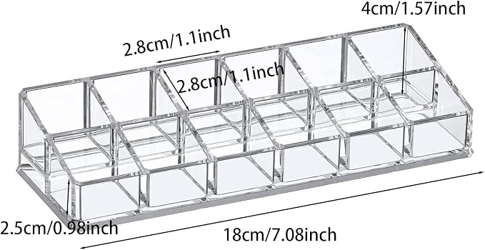 Clear Acrylic Lipstick Lip Gloss Organizer 12 Slots Comestic Display Holder - Image 2