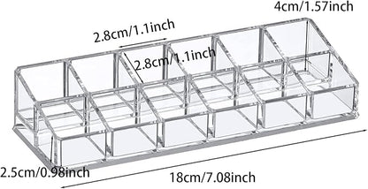 Clear Acrylic Lipstick Lip Gloss Organizer 12 Slots Comestic Display Holder - Image 2