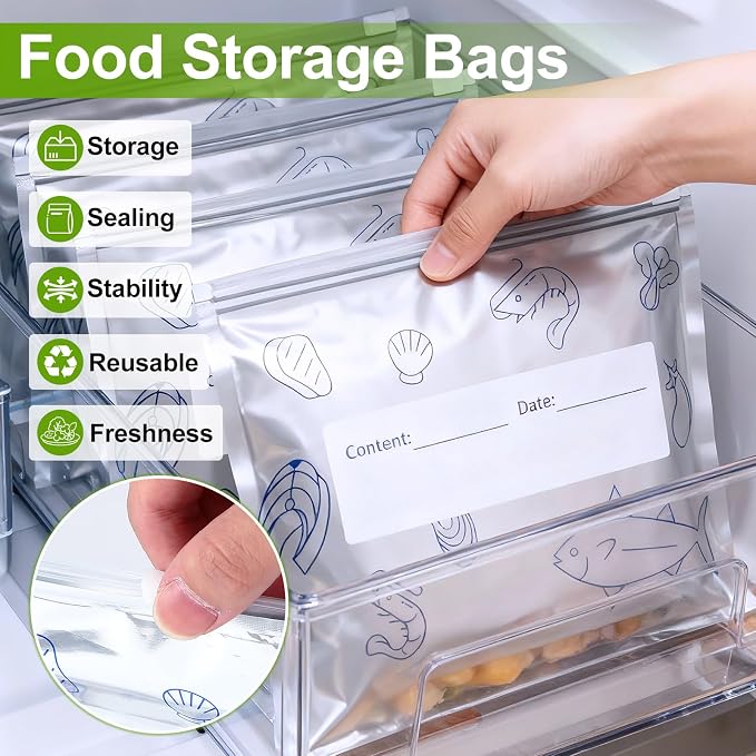 30pcs Reusable Aluminum Foil Sealable Storage Bags, 2026 New Thicken Stand Up - Image 3