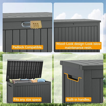 230 Gallon Large Resin deck box Waterproof, Outdoor Storage Bench, Patio - Image 7