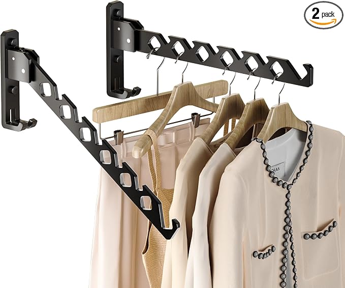 Dr.DJ Wall Mount Coat Hanger Holder Black Clothes Drying Organizer Rack Garment by DrDJ