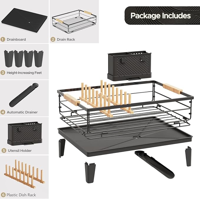 JYPS Dish Drying Rack for Kitchen Counter Decor - Image 7