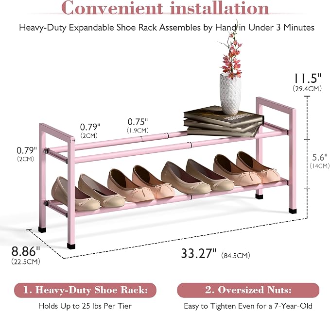 Bumusty 2-Tier Expandable Shoe Rack - Image 3