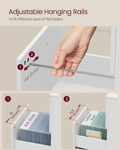VASAGLE 2-Drawer File Cabinet, Small Rolling Filing Cabinet - Image 5