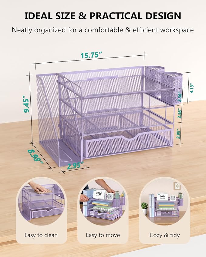 WALI Desk File Organizer, 4 Tier Desktop Paper Letter Tray Organizer - Image 8