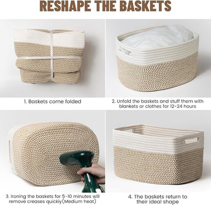 5 Pack Woven Storage Baskets for Shelves, Decorative Basket Organizer Storage - Image 7