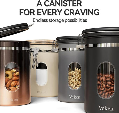 Veken Coffee Canister with Window, Airtight Stainless Steel Pantry Container - Image 8