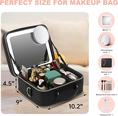 Mocado Travel Makeup Bag with LED Lighted Mirror, Travel Makeup Organizer - Image 7