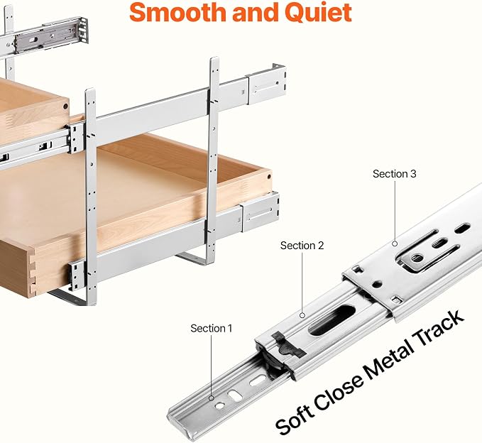 VEVOR 2 Tier Pull Out Cabinet Organizer, Soft Close Slide out Shelf, Heavy-Duty - Image 3