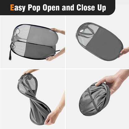 TECHMILLY Pop Up Foldable Laundry Basket, Mesh Laundry Hamper - Image 5