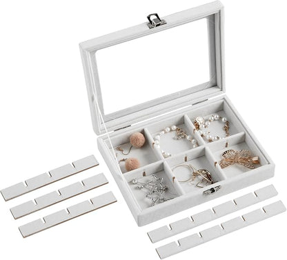 Frebeauty 24 Grid Earring Organizer, Small Velvet Jewelry Tray - Image 5