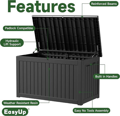 EasyUp 280 Gallon Deck Boxes Waterproof, Outdoor Large Storage Boxes - Image 3
