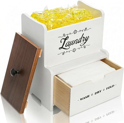 Goaste Dryer Sheet Holder with Drawer, Wood Dryer Sheet Dispenser with Lid by Goaste