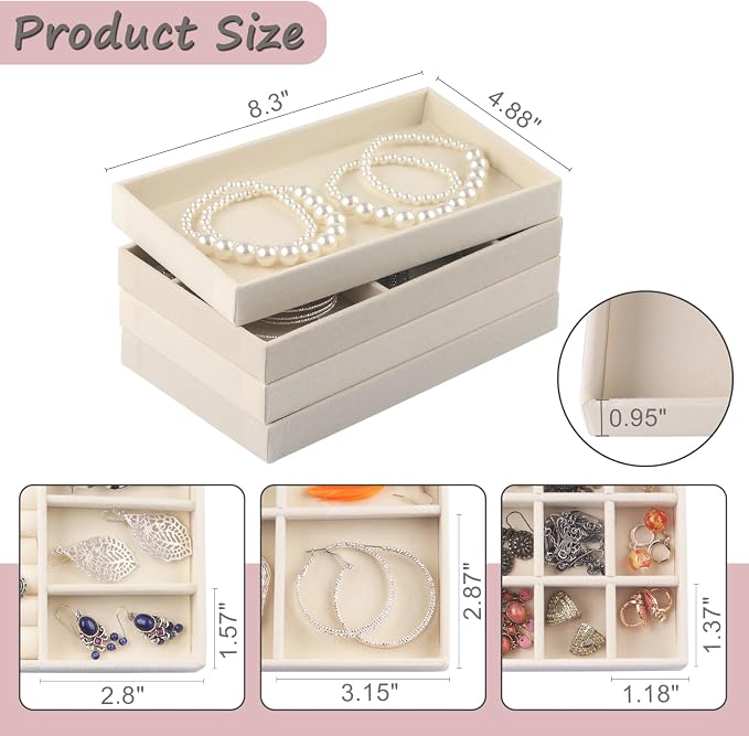 Jewelry Organizer Tray, Stackable Velvet Jewelry Trays, Jewelry Organizer - Image 2
