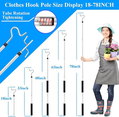 Clothes Hook Pole Heavy Duty, 32 to 80In Retail Clothing Hook Pole | Extra Long - Image 2
