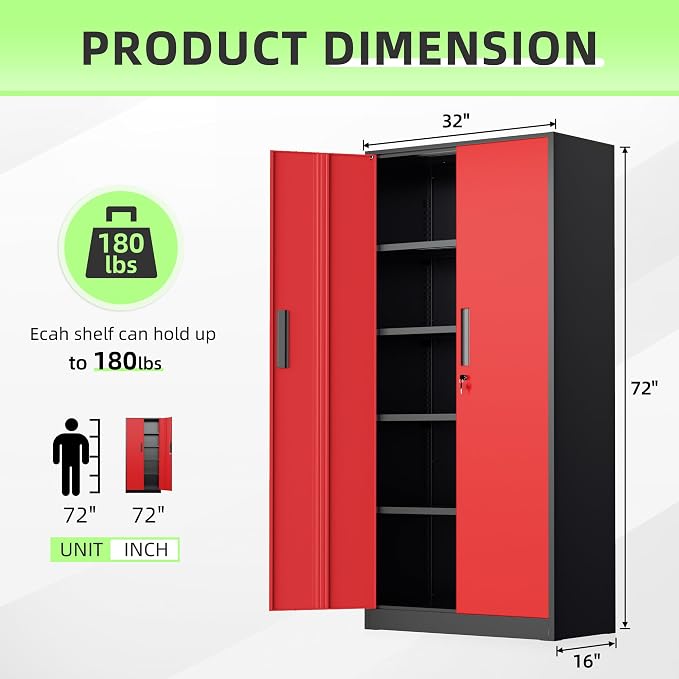 INTERGREAT Metal Storage Cabinet, Tall Metal Cabinet - Image 3