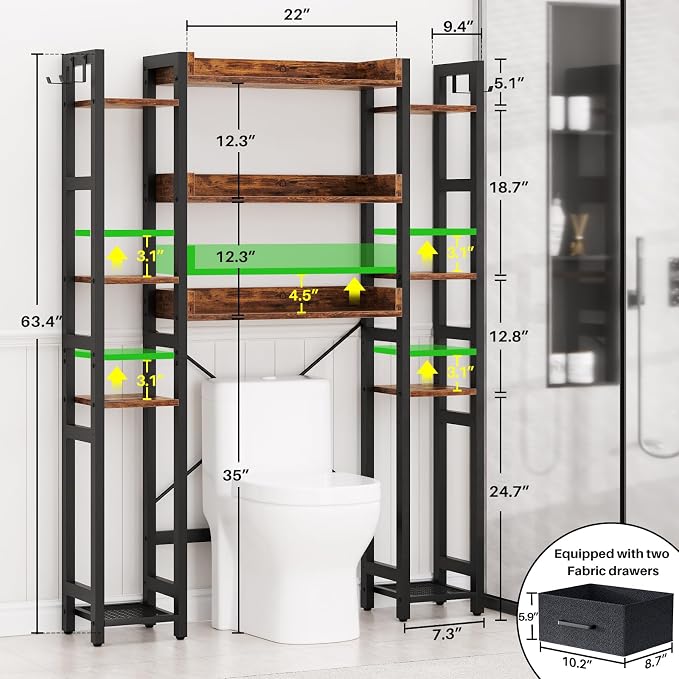 Over The Toilet Storage with 2 Drawers - Image 3