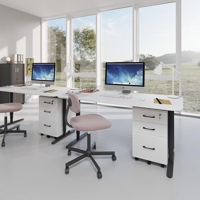 File Cabinet With Lock, 3 Drawer Wood Rolling Filing Under Desk - Image 3