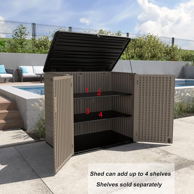 Large Horizontal Storage Sheds, 38 cu.ft Resin Garden Shed Weather Resistance - Image 5