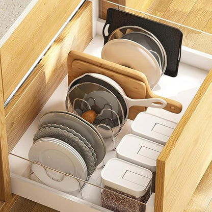 Uonlytech Multipurpose Silver Kitchen Pot Lid Holder Rack - Image 2