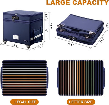 DocSafe File Box with Lock, 2-Layer Fireproof Document Box with Wheels - Image 6