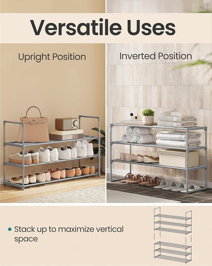 SONGMICS Shoe Rack, 3-Tier Shoe Organizer, Metal Storage Shelf, Upright or - Image 4