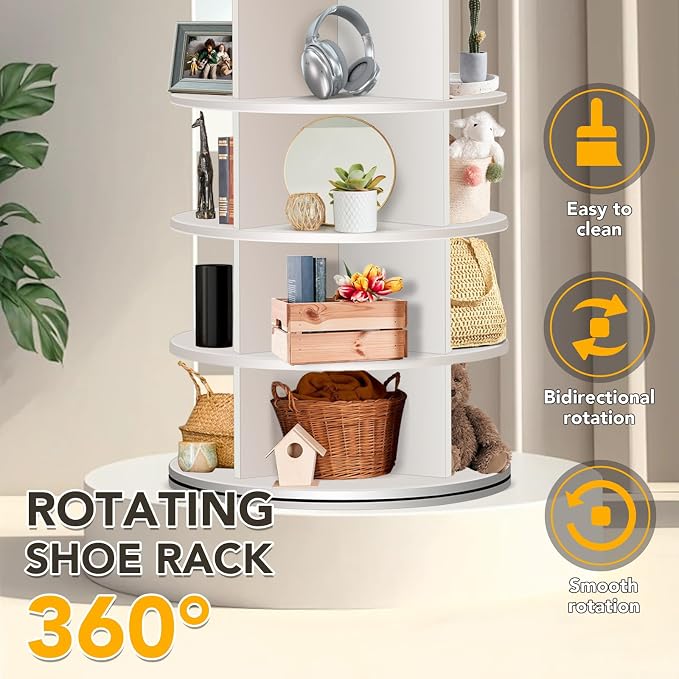 7 Tier Rotating Shoe Rack, 360° Revolving Free Standing Shoe Organizer - Image 4