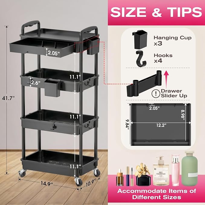 Goovilla Rolling Makeup Organizer Cart - Image 2