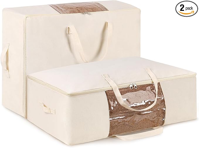 YGEOMER Blanket Storage Bags, Canvas Foldable Closet Organizers Containers by YGEOMER