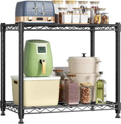 DUMOS 2-Tier Metal Wire Storage Shelves, Adjustable Standing Storage Rack Shelf - Image 4